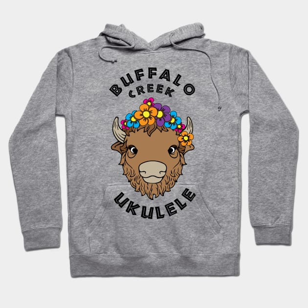 Buffalo Creek Ukulele T-Shirt_Black Text Hoodie by Sara Howard